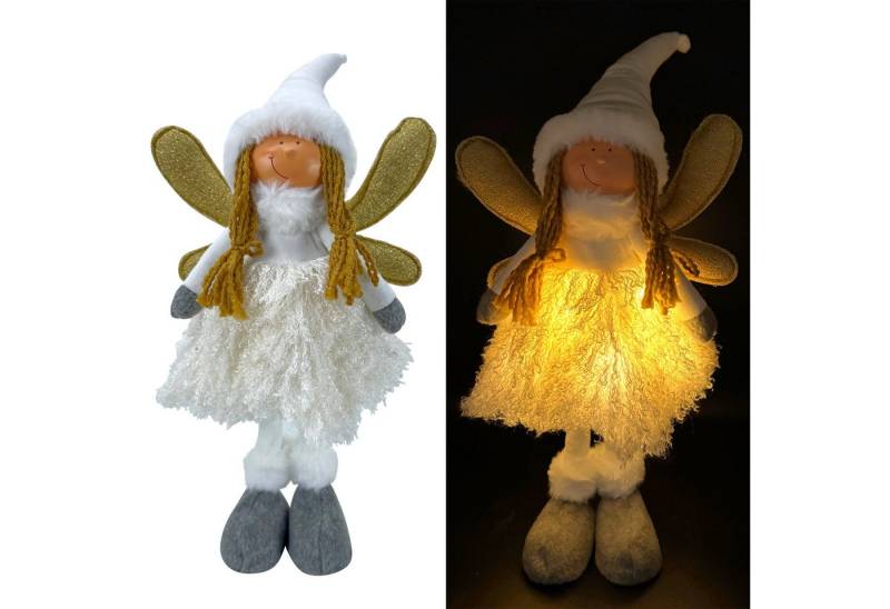 Online-Fuchs LED-Dekofigur süßer Engel mit Flügeln und LED-Lichterkette - Weihnachtsdeko (13 warmweiße LEDs, 38 cm groß), inklusive 6-Stunden Timerfunktion von Online-Fuchs