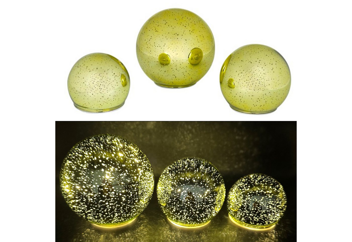 Online-Fuchs LED Dekolicht - 3er Set Glaskugeln mit LED-Lichterkette & Timer - Gartendeko, seichter Funkeleffekt möglich, 35 warmweiße LED´s, für den Innen- und geschützten Außenbereich geeignet Online-Fuchs LED Dekolicht - 3er Set Glaskugeln mit LED-Lichterkette & Timer - Gartendeko, seichter Funkeleffekt möglich, 35 warmweiße LED´s, für den Innen- und geschützten Außenbereich geeignet von Online-Fuchs