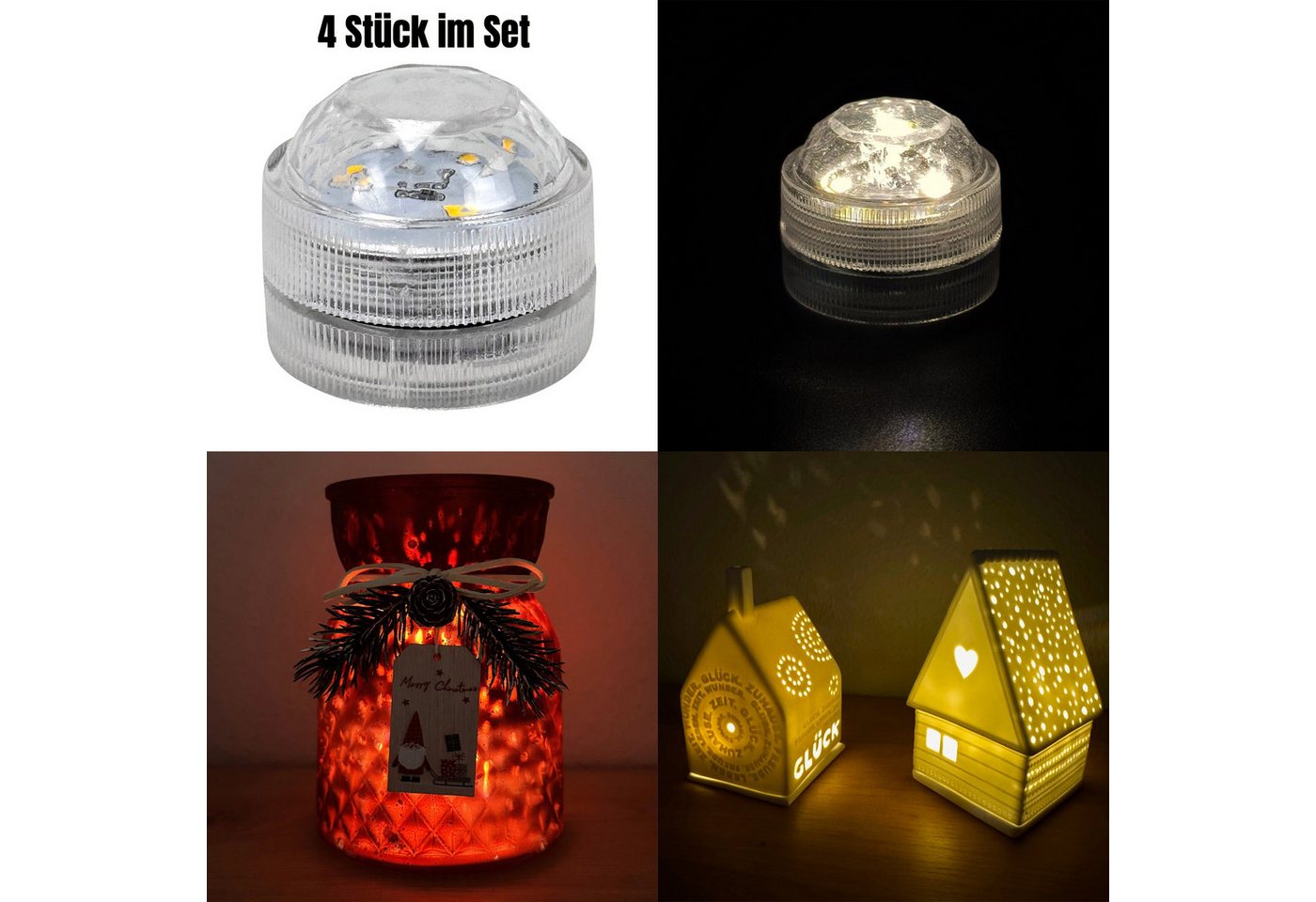 Online-Fuchs LED Dekolicht Set - Power LEDs als Ersatz für Teelichter, Kerzen zur Beleuchtung, 3 leistungsstarke SMD-LEDs, warmweiß, 4er oder 10er Set wählbar Online-Fuchs LED Dekolicht Set - Power LEDs als Ersatz für Teelichter, Kerzen zur Beleuchtung, 3 leistungsstarke SMD-LEDs, warmweiß, 4er oder 10er Set wählbar von Online-Fuchs