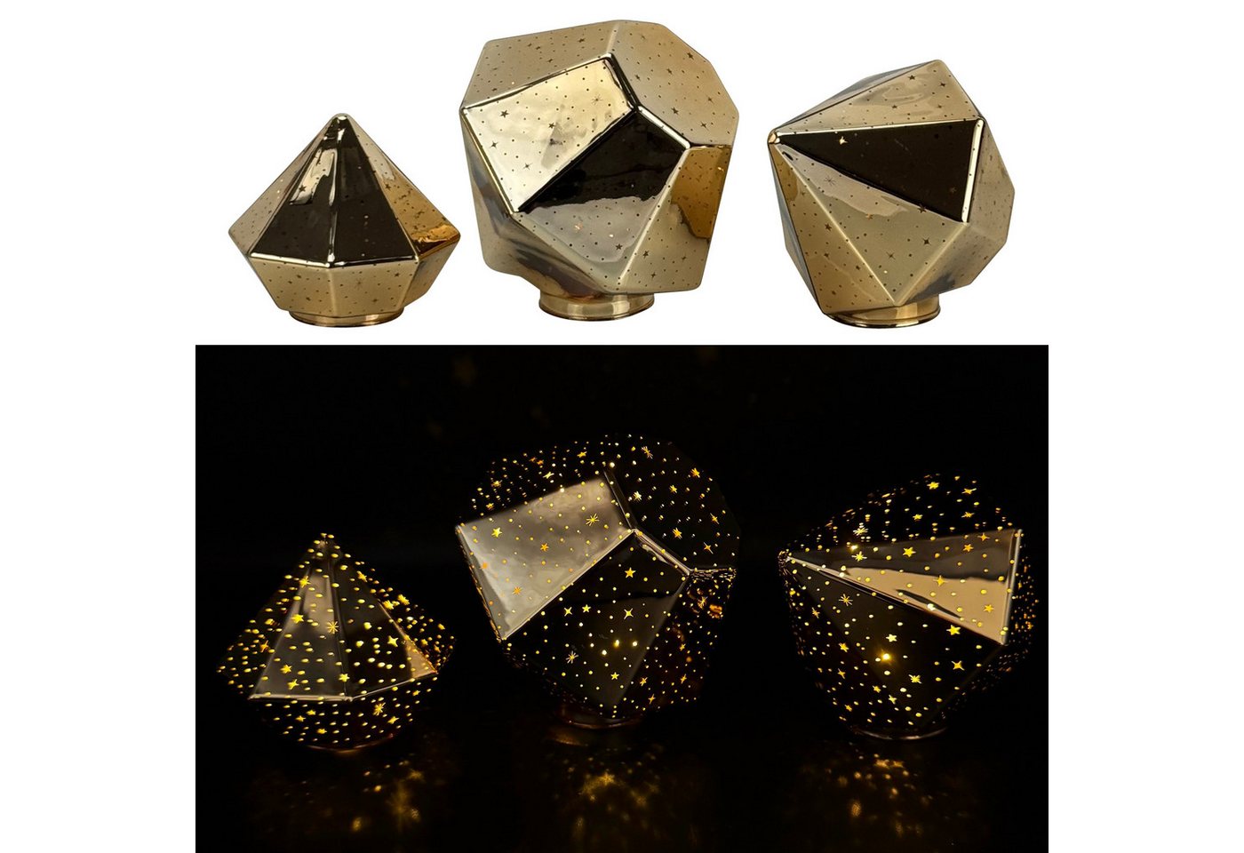 Online-Fuchs LED Dekoobjekt Stimmungslicht - 3 Diamanten aus Glas mit LED-Lichterkette & Timer, Dauerleuchten oder sichter Funkeleffekt, warmweiße LED-Beleuchtung, inklusive praktischer 6-Stunden Timerfunktion Online-Fuchs LED Dekoobjekt Stimmungslicht - 3 Diamanten aus Glas mit LED-Lichterkette & Timer, Dauerleuchten oder sichter Funkeleffekt, warmweiße LED-Beleuchtung, inklusive praktischer 6-Stunden Timerfunktion von Online-Fuchs