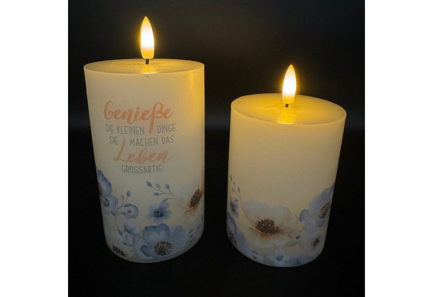 Online-Fuchs LED-Kerze 2 LED Kerzen mit Blumenmotiv aus Echtwachs mit Docht & Timer -, Deko Set für Ostern, Frühling, Sommer von Online-Fuchs