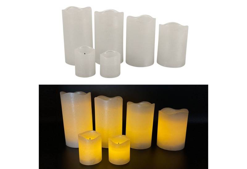 Online-Fuchs LED-Kerze 4 + 2er Set LED Kerzen aus Echtwachs mit Timer und Fernbedienung (Champagner, Weiß, Silber, Rot, Róse -, Metallic-Design), ohne Flamme, leuchten aus dem Inneren von Online-Fuchs