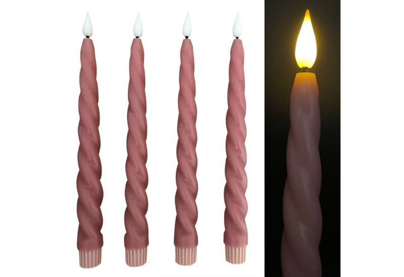 Online-Fuchs LED-Kerze 4 Stabkerzen gedreht aus Echtwachs mit 6-Stunden Timer (Grün, Blau, Lila, Gelb, Weiß, 472682), moderne Twist-Optik in einem glänzenden Farbton von Online-Fuchs