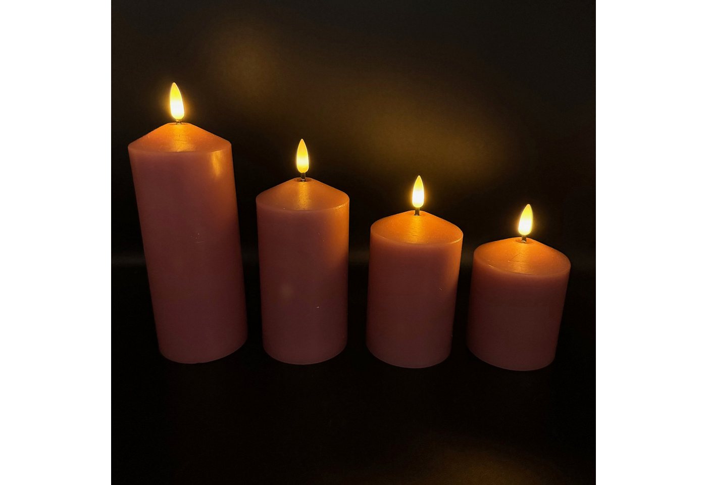 Online-Fuchs LED-Kerze - 4er Set LED-Kerzen mit Touch-Funktion und Timer in frischen Farben (Weiß, Gelb, Blau, Grün und Berry, ohne Fernbedienung), aus Echtwachs gefertigt mit realistischer Flamme von Online-Fuchs
