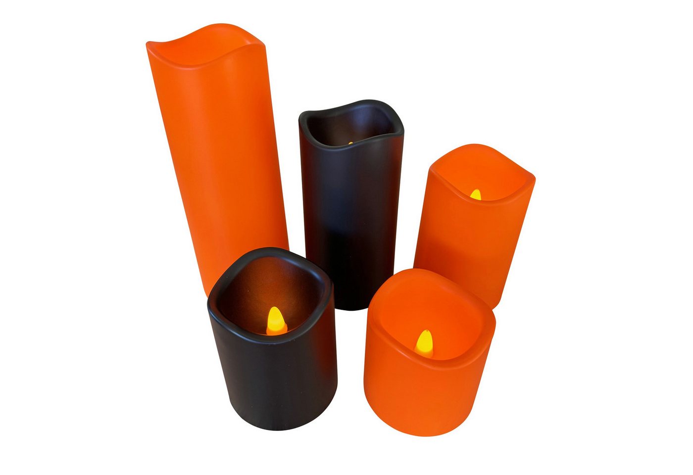 Online-Fuchs LED-Kerze 5er Set LED-Kerzen für draußen - Outdoor geeignet (Orange & Schwarz), 6 Stunden Timerfunktion - Deko für Halloween von Online-Fuchs