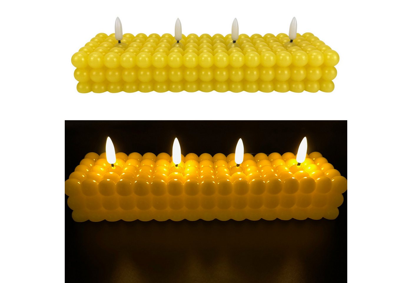 Online-Fuchs LED-Kerze mit Timer in moderner Bubble Form und 4 realistischen Flammen (Grün, Gelb, Blau & Pflaume, aus Echtwachs), integrierte 6-Stunden Timerfunktion von Online-Fuchs