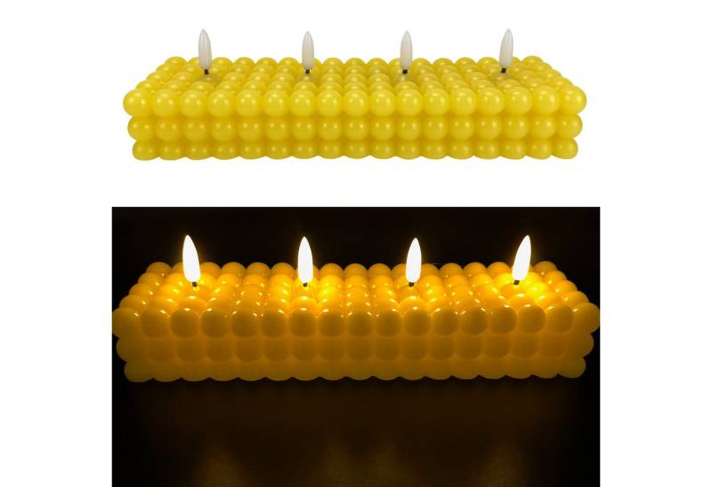 Online-Fuchs LED-Kerze mit Timer in moderner Bubble Form und 4 realistischen Flammen (Grün, Gelb, Blau & Pflaume, aus Echtwachs), integrierte 6-Stunden Timerfunktion von Online-Fuchs