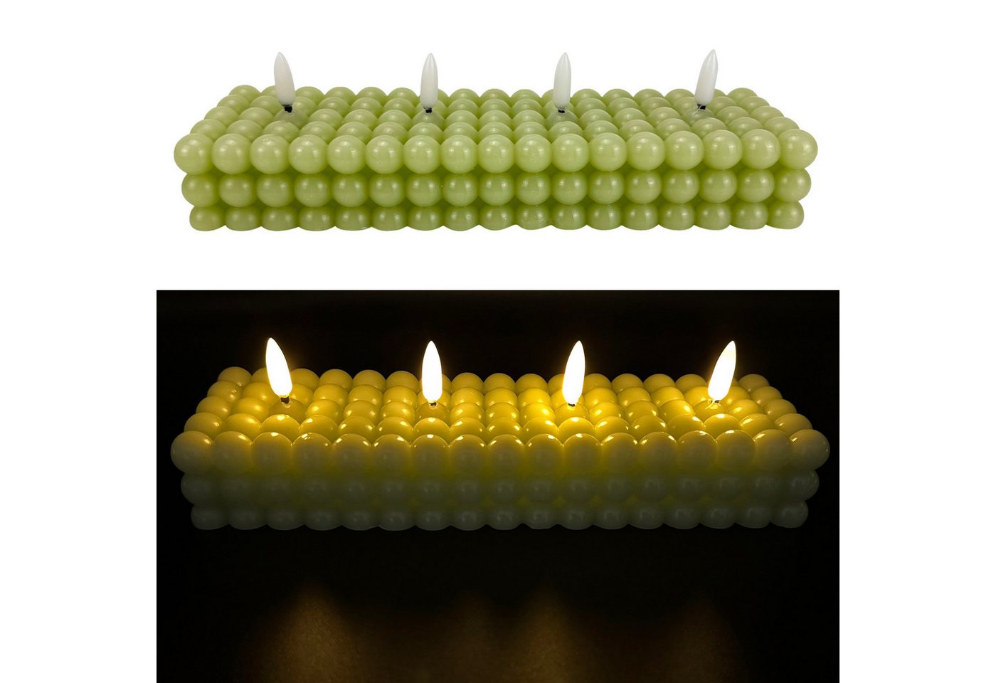 Online-Fuchs LED-Kerze mit Timer in moderner Bubble Form und 4 realistischen Flammen (Grün, Gelb, Blau & Pflaume, aus Echtwachs), integrierte 6-Stunden Timerfunktion von Online-Fuchs