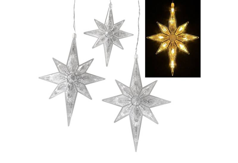 Online-Fuchs LED Stern 4 Sterne für Weihnachten zum Aufhängen mit Saugnapf- Fensterdeko, 10 LEDs pro Stern, Warmweiß oder Farbwechsel wählbar, inklusive 6-Stunden Timerfunktion von Online-Fuchs