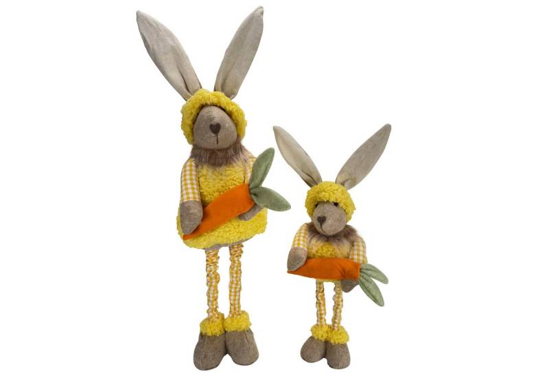 Online-Fuchs Osterhase - 2er Set Hasen mit Möhre und Teleskopbeinen - Osterdekoration, Ostern (mit beleuchteten Ohren), inkl. 6-Stunden Timerfunktion von Online-Fuchs