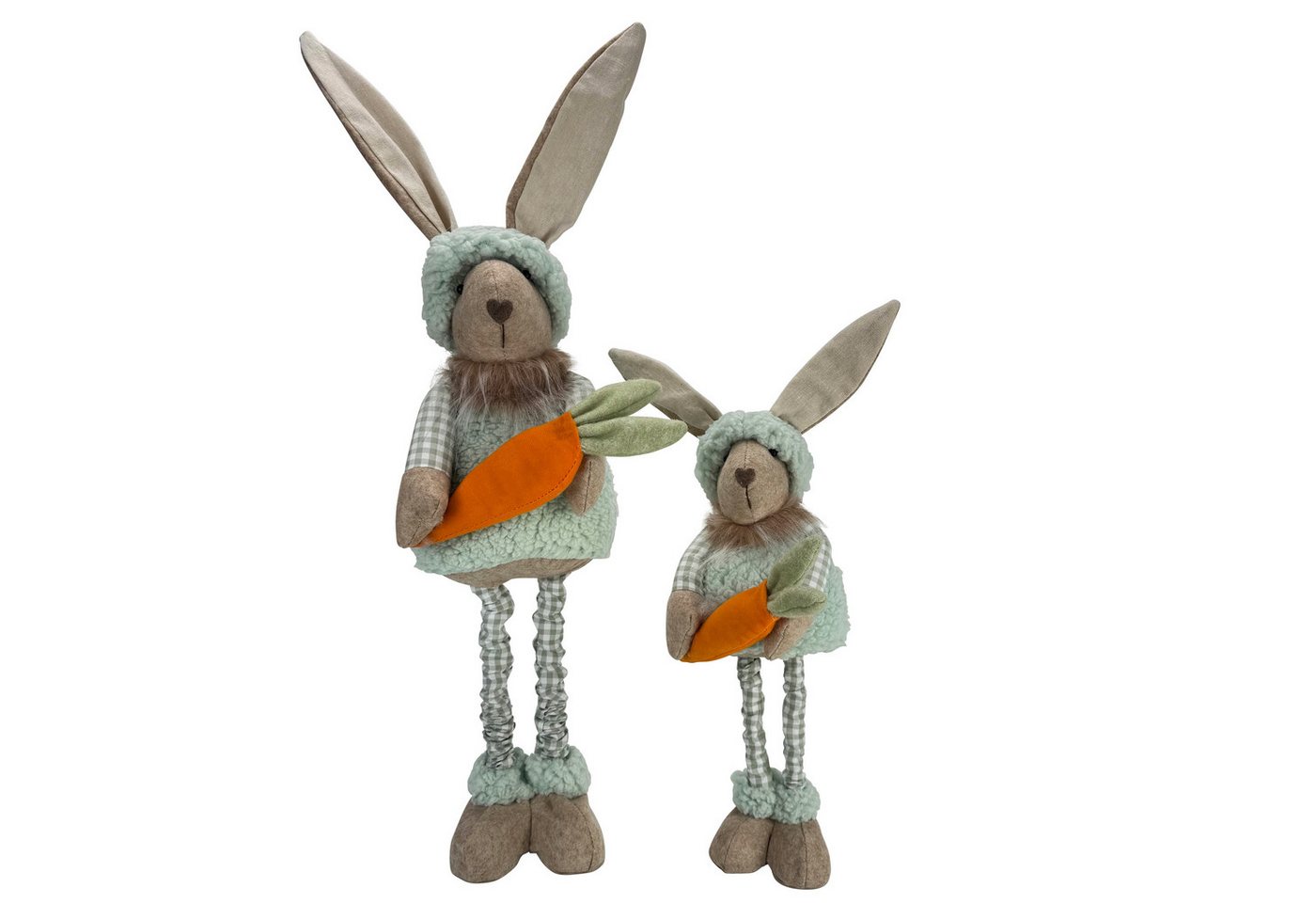 Online-Fuchs Osterhase - 2er Set Hasen mit Möhre und Teleskopbeinen - Osterdekoration, Ostern (mit beleuchteten Ohren), inkl. 6-Stunden Timerfunktion von Online-Fuchs