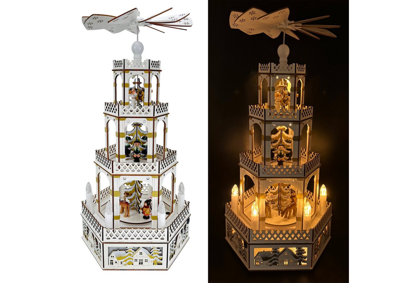Online-Fuchs Weihnachtspyramide aus Holz, 3-stöckig mit LED-Weihnachtskerzen beleuchtet, inklusive 6-Stunden Timerfunktion Online-Fuchs Weihnachtspyramide aus Holz, 3-stöckig mit LED-Weihnachtskerzen beleuchtet, inklusive 6-Stunden Timerfunktion von Online-Fuchs