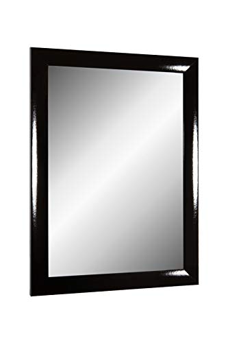 TheMIRROR – Gerahmter Wandspiegel aus echtem Glas 30 x 120 cm – Maßanfertigung in Schwarz Hochglanz Ideal als Flur- oder Salonspiegel – Inkl. Metallaufhängern und Montagematerial von Online-GalleryKing