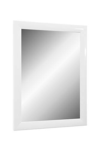 TheMIRROR – Gerahmter Wandspiegel aus echtem Glas 80 x 55 cm – Maßanfertigung in Weiß Hochglanz Ideal als Flur- oder Salonspiegel – Inkl. Metallaufhängern und Montagematerial von Online-GalleryKing