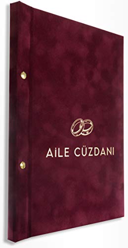 A4 Stammbuch Aile Cüzdani Skrift Bordeaux Samt Familienstammbuch incl. Prospekthüllen von online-stammbuch
