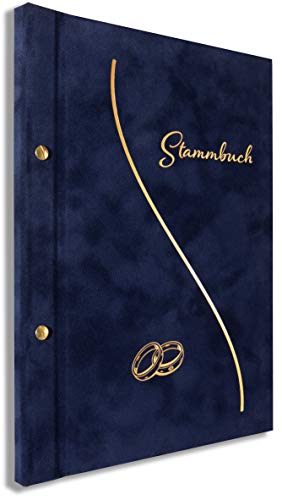 A4 Stammbuch Lotta Blau Stammbuch der Familie für Hochzeit Standesamt incl. 11 Prospekthüllen von online-stammbuch