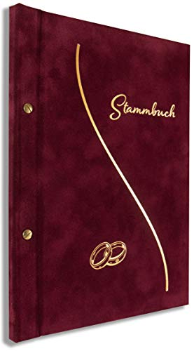 A4 Stammbuch Renkaat Weinrot Gold Stammbuch der Familie für Hochzeit Standesamt incl. 11 Prospekthüllen von online-stammbuch