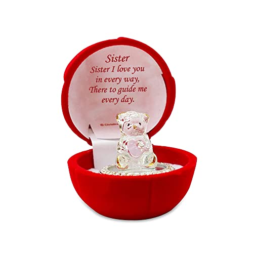 Online Street Kristallglas, Geschenk für Schwester, Geschenk mit rotem Herz für Hochzeit, Jahrestag, Geburtstag (Sister) von OnlineStreet