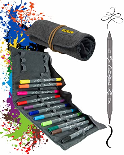 ONLINE Calli.Brush Double-Tip Pens Stifte in 11 Farben I Brush Pen Set mit Pinsel- und Kalligrafie-Spitze I Ungiftig, wasserlöslich & vielseitig einsetzbar I Pinselstife in Stifterolle von Online