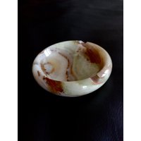 stein Aschenbecher/Geschnitzten Marmor Blass Grün Veined Onyx Achat Retro Asche Tablett Halb Edelstein Rauchen Zubehör | Rb von OnlineRetroEmporium