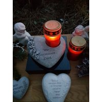 Grabschmuck, Herz Als Perfekte Grabdekoration, Deko Gedenkstein Mit 2 X Led Grablicht , Rosen Und Aussparung Für Grabschmuck, Herz Als Perfekte Grabdekoration, Deko Gedenkstein Mit 2 X Led Grablicht , Rosen Und Aussparung Für von Onlinehandel61
