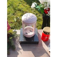 Kinderlaterne, Rosa Mit Silber Ornamente, Schöne Grablaterne Mond Und Sternen, Aluminium, Ton, Sterne Mond, Kerze, 2 Jahre Garantie von Onlinehandel61