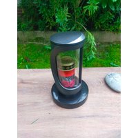 Runde Große Grablaterne Grablampe Laterne Grableuchte Grablicht Grabschmuck Kerze in Aluminium Anthrazit, 2 X Halbrunde Gläser, Ohne Sockel von Onlinehandel61