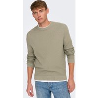 ONLY & SONS Rundhalspullover "ONSTONY DS 12 LS WAFFLE CREW KNIT" von Only & Sons
