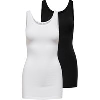 ONLY Tanktop "ONLLIVE – Slim-Fit Tanktops mit Stretch für optimalen Sitz" Packung, 2er-Pack, 2 Stk. tlg. slim fit, casual, Jersey, Baumwollmischung, Rundhals von Only