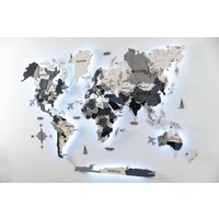 3D Holz Weltkarte Led Wandkunst Schwarz Und Weiß Wohnkultur 3D Holz Weltkarte Led Wandkunst Schwarz Und Weiß Wohnkultur von OnlyCraftUA