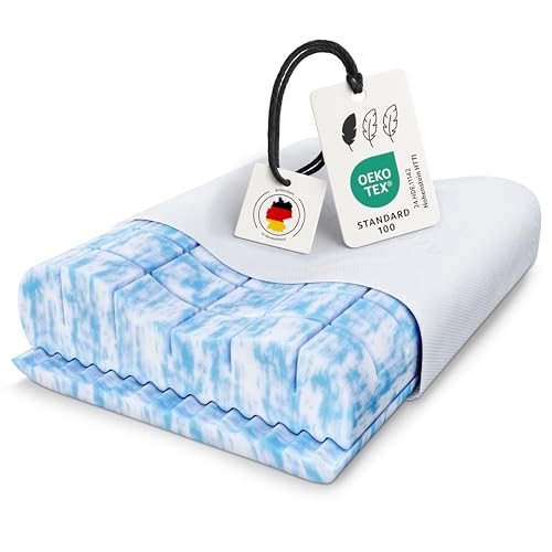 OnlyDreams - Ergonomisches Gelschaum Nackenstützkissen | Höhenverstellbar + Härte wählbar | Aloe Vera Bezug | Kopfkissen für Rücken-, Bauch- und Seitenschläfer - Oeko-TEX (Premium - Gelschaum) von OnlyDreams