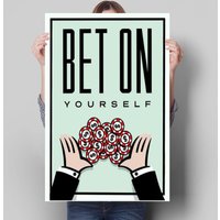 Bet On Yourself Monopoly Leinwandmalerei || Motivierende Moderne Wandkunst Motivation von OnlyMotivation