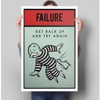 Failure Get Back Up & Try Again Monopoly Canvas Painting || Motivierende Moderne Wandkunst Motivation von OnlyMotivation