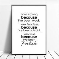 Motivierende Leinwand I Am Strong, Fearless, Wise - Moderne Wandkunst von OnlyMotivation