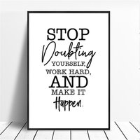 stop Doubting Yourself Work Hard & Make It Happen Canvas Painting || Motivierende Moderne Wandkunst Motivation von OnlyMotivation