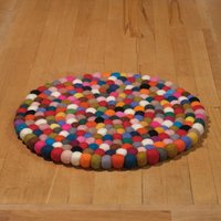 Sitzkissen Untersetzer Filz Braun Schwarz Bunt 40cm Topfuntersetzer Geschenk Glasuntersetzer Tisch Kugeln Wolle Schurwolle Handarbeit Nepal von Onlybestqualitynepal