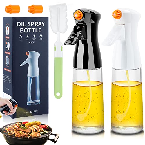 Onlyesh Ölsprüher, 2 Stück Öl Sprühflasche 200ML, Oil Sprayer mit Flaschenbürste und 2 Stück Verbesserte Düse, Sprühflasche für Speiseöl von Onlyesh