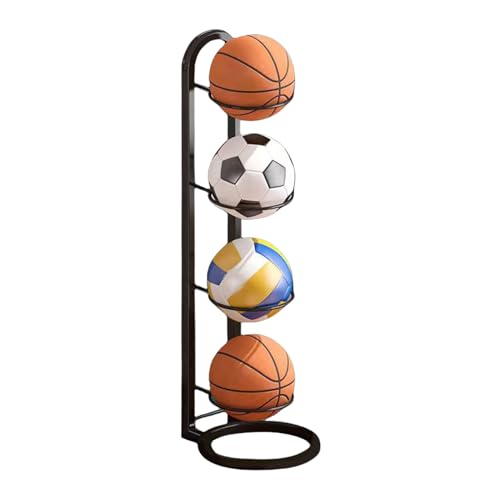 Ballhalter Ballständer Für 4 Bälle, 2/3/4/5 Stufiges Vertikale Ballaufbewahrung, Abnehmbar Ballhalter Basketball Halter, Ball Aufbewahrung,Innenbereich Ballregal, Stabil Robust Ballständer Fussball von Onlynery