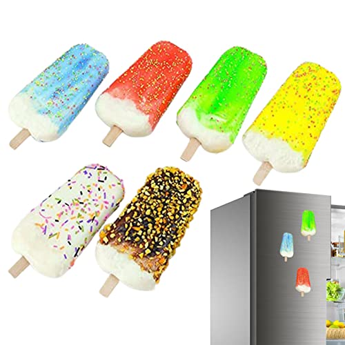 Gefälschtes EIS Am Stiel-Modell, 6 Stück Realistische Nachahmung Gefälschte Lebensmittel EIS Am Stiel Modell Kühlschrankmagnete,Simulations-Eiscreme Für Home Shops Inszenierung Dekoration Display von Onlynery