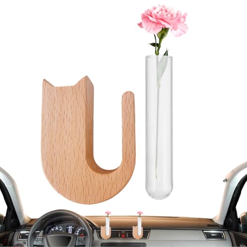 Onlynery Auto Lüftungs Blumenhalter - Autoblumenvasen-Clip für Lüftungsgitter mit Propagationsröhrchen-Halterung - Automobil Zierde Mit Holzoptik Für Frauen Und Mädchen von Onlynery