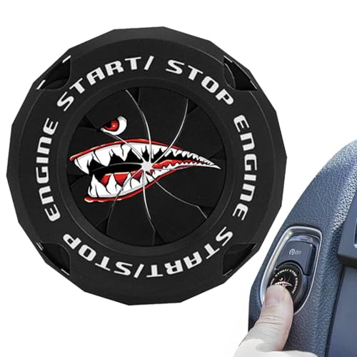 Onlynery Auto -Startknopfabdeckung, Startknopfabdeckung - Push Start -Taste -Zubehör - Hai Decorative Rotary Innenaufkleber Dekorationen für Joystick FOB Key Lenkung Stoßfänger von Onlynery