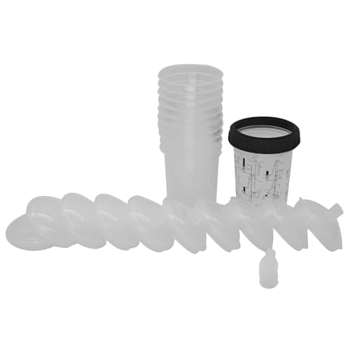 Onlynery Lackiermischbecher - 400ml Fester Becher Mit Haltering Und 5 Stopfen | Zubehör für Kfz-Lackierung, Holzveredelung und Möbelrestaurierung von Onlynery