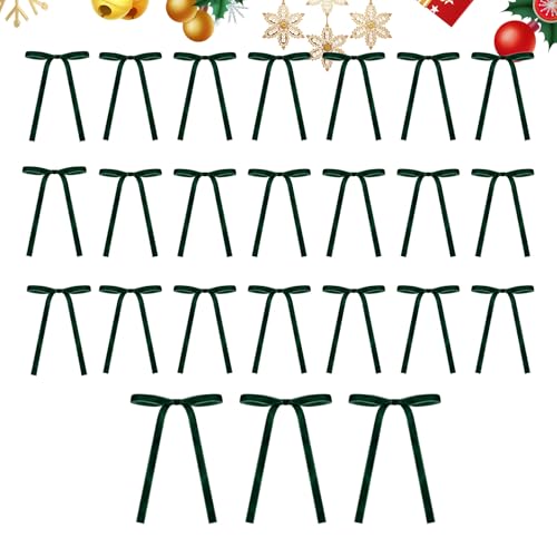 Onlynery Samt Weihnachtsbänder - 13x18 cm Samtschleifen Deko,24 Stücke Vielseitige Weihnachtsdekoration Für Festliche Hochzeit Schrank Girlande Haustür Mädchen Treppe von Onlynery