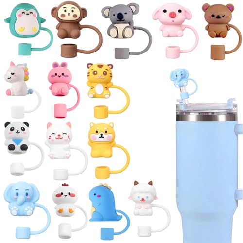 15 Stück Niedliche Strohhalm Abdeckung für Stanley Cup 10mm Staubdichte Silikonmaterial Strohhalm Zubehör Strohhalme Strohkappe für Stanley Cup Strohhalm Abdeckung für 40oz/1200ml Tumbler Zubehör von Onperpoe