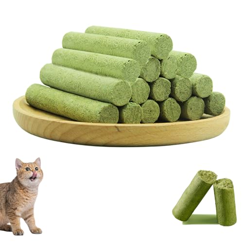 Katzengras Sticks 220g Gefriergetrocknet Katzengras Snack Kätzchengras-Beißstäbchen Katzenminze Stick Kauspielzeug Katze Zur Zahnpflege Zahnreiniger Haarballenentfernun Steigerung des Appetits von Onperpoe