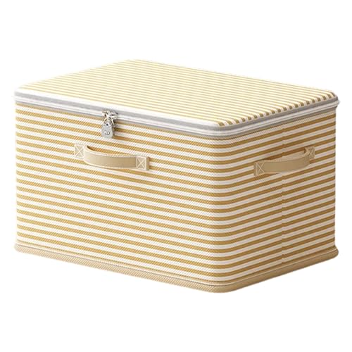 Abschließbare Box Faltbare Aufbewahrungbox mit Deckel Faltbare Organizer Box Aufbewahrungsboxen mit Zahlenschloss Aufbewahrungskorb für Kleiderschrank Oder unter dem Bett, Gelbe Streifen (32x24x18 cm) von Onperpoe