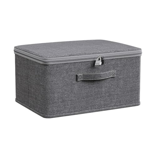 Abschließbare Box Faltbare Aufbewahrungbox mit Deckel Faltbare Organizer Box Aufbewahrungsboxen mit Zahlenschloss Aufbewahrungskorb für Kleiderschrank oder unter dem Bett Grau(30x20x14cm) von Onperpoe