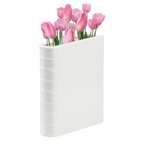 Kleine Buchvase, weiße Keramik-Bücher-Blumenvase, dekorative Buchvase für Blumen, buchförmige Vase für Heimdekoration, einzigartige buchförmige Vase für Bücherregal-Dekoration, Raumdekoration, Kleine Buchvase, weiße Keramik-Bücher-Blumenvase, dekorative Buchvase für Blumen, buchförmige Vase für Heimdekoration, einzigartige buchförmige Vase für Bücherregal-Dekoration, Raumdekoration, von Onperpoe