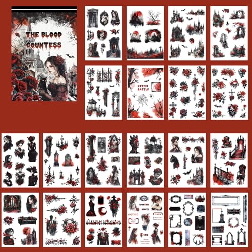 Onperpoe 20 Blatt Vintage Sticker Set Wasserfest Selbstklebend Scrapbook Zubehör Set PET Retro Aufkleber für Scrapbooking Tagebücher Karten Fotoalben von Onperpoe