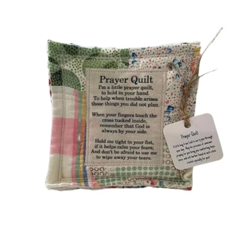 Onperpoe Taschengebetsteppdecke Gebetsdecke mit Kreuz innen Handgefertigt Bunte Mini-Schrift-Steppdecke Taschengebetskreuz Gedenkgeschenk Christliches Geschenke für Sie selbst Freunde Familie von Onperpoe